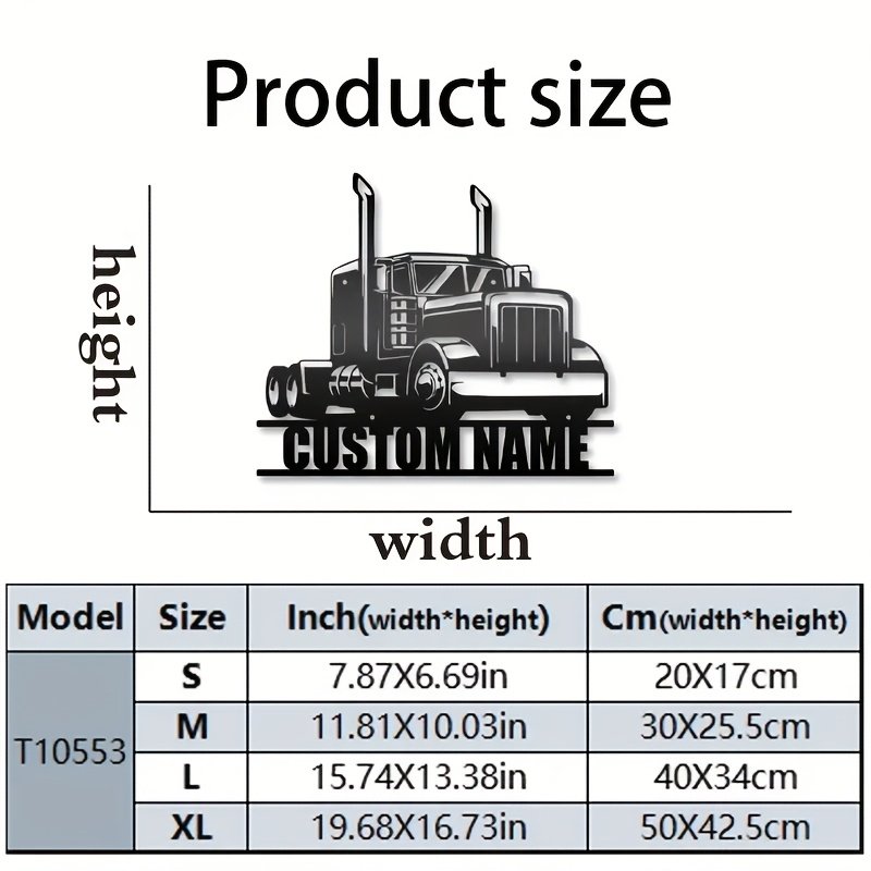 1pc Custom Semi Truck Metal Wall Art – Personalized Truck Driver Nameplate Home Decor – Ideal Gift for Home Decor and Truck Enthusiasts, Truck Decor