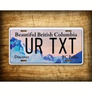 Customizable Retro British Columbia Metal License Plate Sign, Aluminum Wall Decoration, Dustproof and Waterproof, Size 6x12 inches, with Personalized Text, Suitable for Home, Cafe, Restaurant, Bar, All Festivals