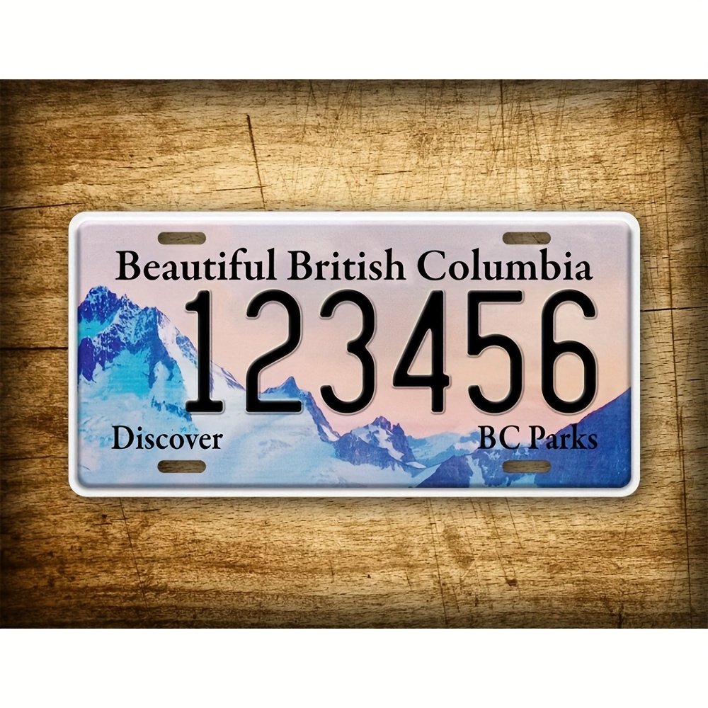 Customizable Retro British Columbia Metal License Plate Sign, Aluminum Wall Decoration, Dustproof and Waterproof, Size 6×12 inches, with Personalized Text, Suitable for Home, Cafe, Restaurant, Bar, All Festivals
