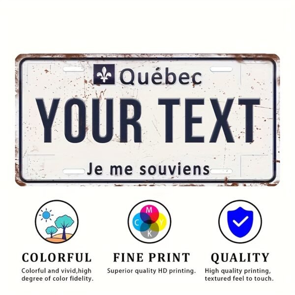 Customized Quebec Aluminum License Plate - Personalized Text "Je Me Souvenirs" or "Your Text" - Rustic Metal Wall Art Decor for Homes, Bars, Cafes, Garages - 5.91x11.81 Inch, Home Decoration | Quebecthemed Decor | Aluminum Plate - Image 6