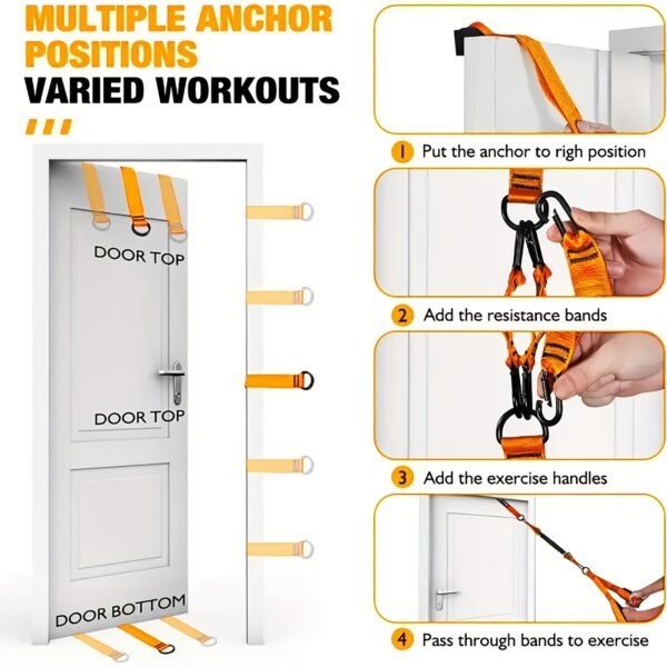 The 5pcs multifunctional heavy-duty upper arm strength training kit, made of latex, includes 2 handles, a door anchor, a foot support and 3 75-pound resistance bands, designed for tricep pushes, face pulls, bicep rotations and upper arm, back, abs an, Perfect for Thanksgiving - Image 8