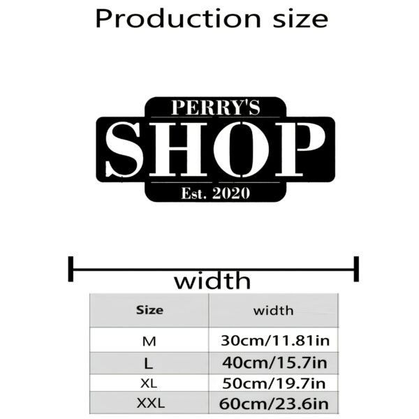 1pc Personalized Custom Metal Sign "Perry's Shop" - Durable Outdoor Decor, Black & White Address Plaque with Established Year, Wall Mount, No Electricity Needed, for Home or Business, Metal Outdoor Decor - Image 3