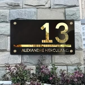 Custom Personalized House Number Sign - Waterproof & UV Resistant, Easy to Hang, Stylish Metal Design with Golden Numbers, Ideal for Outdoor Use, Personalized Address Plaque, Outdoor Wall Decor|Stylish Metal Sign|Durable Wall Plaque, House Number Sign