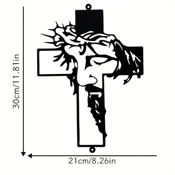 1pc Metal wall art Cross Sign Wall Art Decoration, Easter Thanksgiving Wall Hanging Decoration, Office Dining Room Lobby Wall Decor, Halloween Room Decor art - Image 3