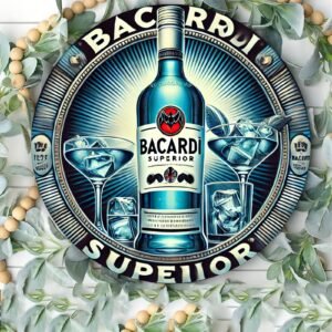 1pc, Bacardi Superior Aluminum Sign, 8x8 inches, Vintage Artwork, Durable Metal Plaque for Home/Kitchen/Restaurant/Bedroom/Garden/Garage/Hotel/Office Decor, High Definition, Easy Maintenance, Smooth Edges, Long-Term Use