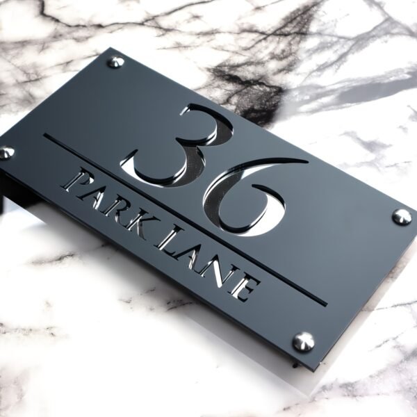 2D Flat, White Gray Frosted Board Personalized Laser Cutting Customized Acrylic Embossed Nordic Door Sign Outdoor Street Address Name - Image 6