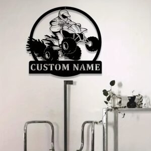 Custom Quad & Dirt Bike Metal Sign - Personalized Name, Weatherproof Home Decor for Indoor/Outdoor Walls, Perfect Holiday Gift