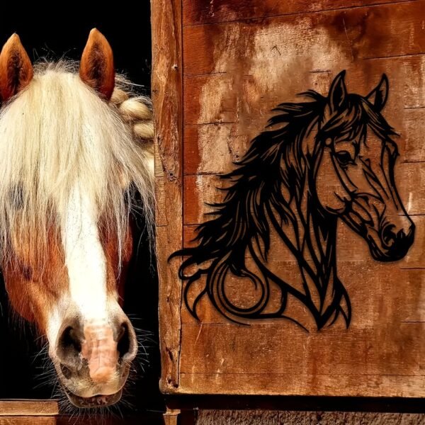 1pc Horse Wall Decor in Metal - Animal Themed Home Office Wall Hanging, Indoor Equestrian Art, No Electricity Needed, Transverse Orientation - Ideal Gift for Horse Lovers - Image 8