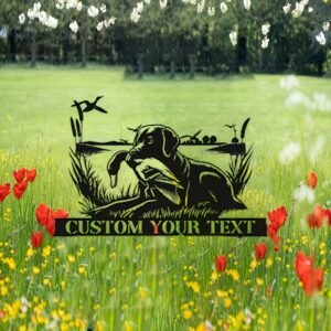 Customizable Labrador Retriever Metal Wall Sign – Personalized Duck Hunter Decor, Durable Waterproof Metal, Easy to Install, Perfect for Nature Lovers, Home Décor, Gifts, Black Finish, Indoor Wall Art, Dog Decor