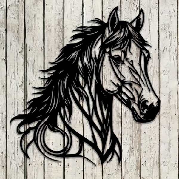 1pc Horse Wall Decor in Metal - Animal Themed Home Office Wall Hanging, Indoor Equestrian Art, No Electricity Needed, Transverse Orientation - Ideal Gift for Horse Lovers - Image 9