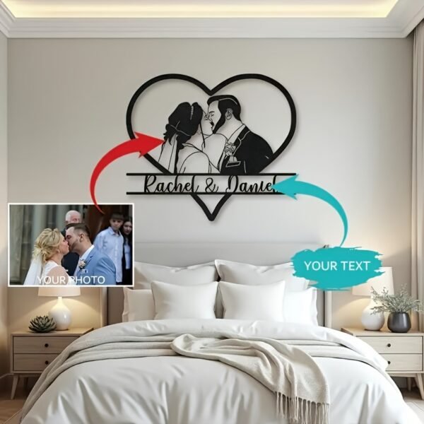 Customizable Heart-Shaped Metal Wall Sculpture - Personalized Love-Themed Art Decor for Bedroom, Ideal for Weddings, Valentine'S Day, Mother'S Day, Father'S Day, Thanksgiving, St. Patrick'S Day - Indoor Use, Metal Wall Art Decor - Image 3