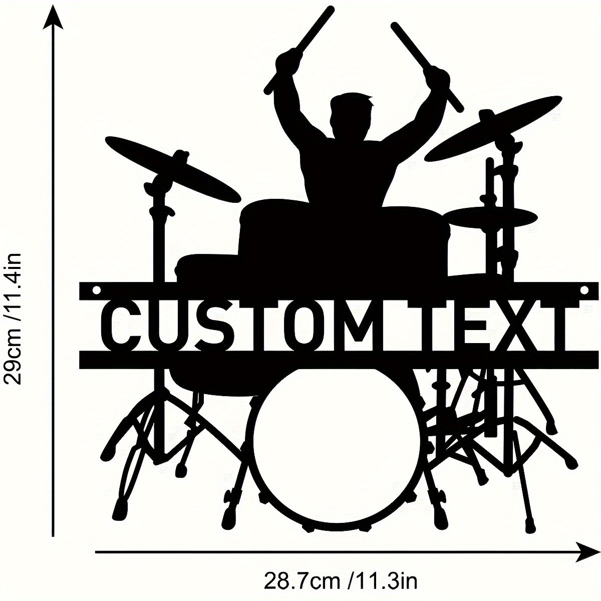 1pc Customizable Vintage Drummer Metal Wall Sign – Personalized Music Studio Nameplate, Drum Wall Art Decor, Unique Birthday Gift for Son, No Power Needed, Iron Material, Easy Install with Traceless Double-Sided Tape