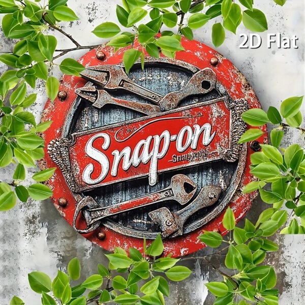 2D Flat 1pc Vintage Metal Sign Snap-on Tools Aluminum Round Poster Bold and Industrial Design Retro Vintage Look Wall Art for Bar, Café, Beach House, Backyard 7.8x7.8 Inch, 2D Flat, Perfect for Room Decor - Image 4