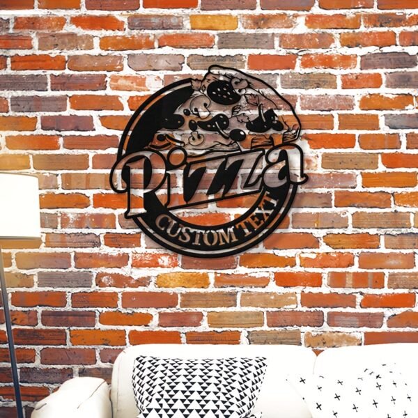 Customizable Pizza Metal Wall Art Sign - Personalized Italian Restaurant & Pizzeria Decoration, Black & White Pepperoni Design, Durable Metal Material, Indoor/Outdoor Use, High-Quality & Weather-Resistant, Restaurant Wall Decor|Art Deco Style|Weatherresistant Sign, Pizza Decor - Image 6