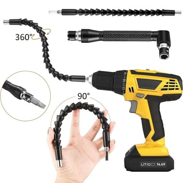 A 31pcs Universal Tool Set That Includes a Flexible Shaft, Quick-Change Adapter, Impact Wrench Socket Adapter, Right-Angle Screwdriver Bit Holder, Magic Socket, And Extension Bar - a Chromium-Vanadium Steel Uncharged Tool Kit. - Image 6