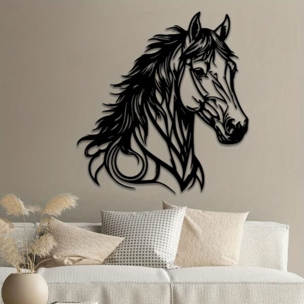 1pc Horse Wall Decor in Metal - Animal Themed Home Office Wall Hanging, Indoor Equestrian Art, No Electricity Needed, Transverse Orientation - Ideal Gift for Horse Lovers - Image 5