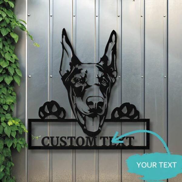 Customizable Doberman Metal Wall Art, Black Iron Animal Theme Decorative Sign with Personalized Text, Perfect Gift for Dog Lovers, Wall Mounted Room Decor, Dog Decor - Image 5