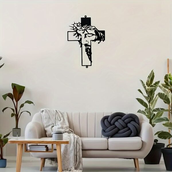 1pc Metal wall art Cross Sign Wall Art Decoration, Easter Thanksgiving Wall Hanging Decoration, Office Dining Room Lobby Wall Decor, Halloween Room Decor art - Image 4