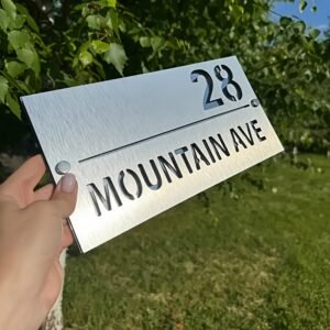 Customizable Stainless Steel House Number Sign, 3-Layer Thickened Material, Waterproof and UV Resistant, with Street Name, for Outdoor Wall Decoration