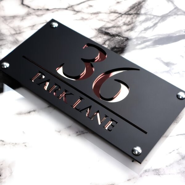 2D Flat, White Gray Frosted Board Personalized Laser Cutting Customized Acrylic Embossed Nordic Door Sign Outdoor Street Address Name - Image 9