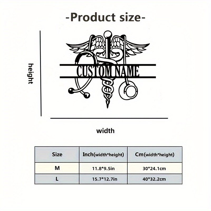 Custom Caduceus Wall Art – Personalized Nurse & Doctor Name Sign, Stethoscope Metal Decor for Home, Weatherproof with Textured Powder Coat Finish