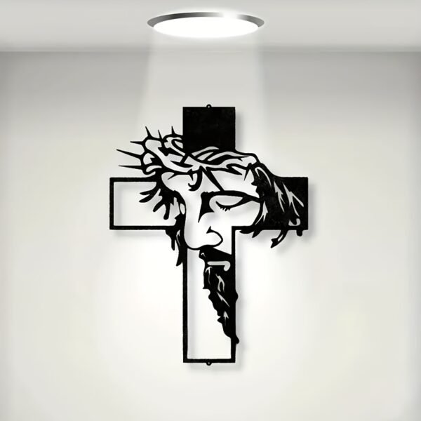 1pc Metal wall art Cross Sign Wall Art Decoration, Easter Thanksgiving Wall Hanging Decoration, Office Dining Room Lobby Wall Decor, Halloween Room Decor art - Image 2
