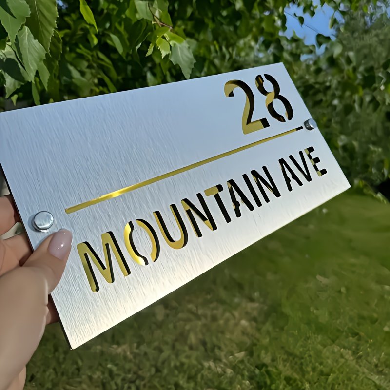 Customizable Stainless Steel House Number Sign, 3-Layer Thickened Material, Waterproof and UV Resistant, with Street Name, for Outdoor Wall Decoration