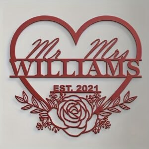 A Personalized Metal Sign - Customizable Wall Decor for Wedding Names, Anniversary And Housewarming Gifts, Requires No Electricity Or Batteries, Suitable for Various Occasions Such As Christmas, Valentine'S Day, Mother'S Day, And More.