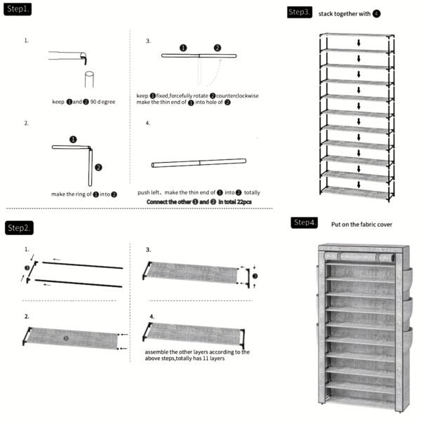 10 Tier Shoe Rack Grey Shoe Storage Large Capacity 50-56 Pairs Beautiful Tall Shoe Shelf Shoe Storage Cabinet Shoe Racks For Entryway Closet - Image 3