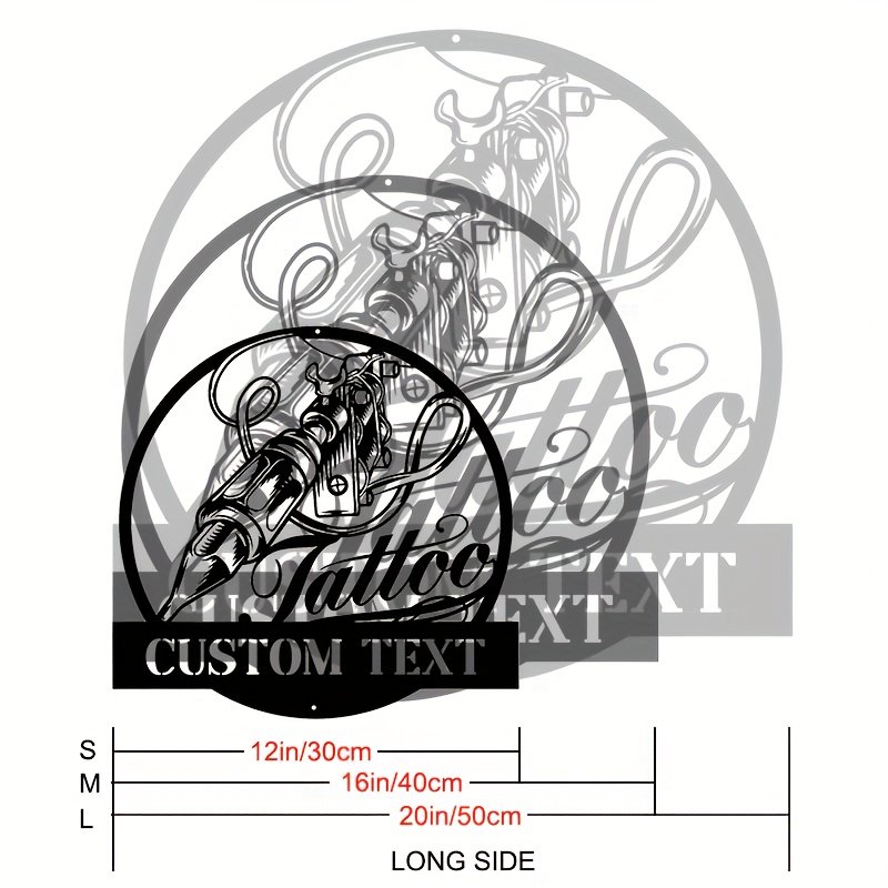 Customizable Tattoo Shop Metal Wall Sign – Personalized Artistic Decor, Versatile Hanging Metal Art for Home & Office, Unique Gift for Tattoo Artists, Name Tattoo, Multifunctional Hanging, Tattoo Artist Gift
