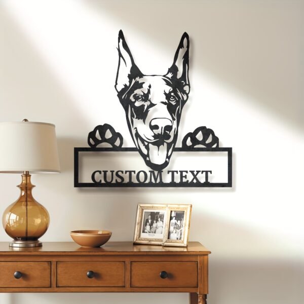 Customizable Doberman Metal Wall Art, Black Iron Animal Theme Decorative Sign with Personalized Text, Perfect Gift for Dog Lovers, Wall Mounted Room Decor, Dog Decor - Image 6
