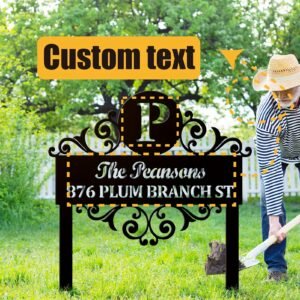 1pc Customizable Vintage Metal Garden Stake, Personalized Family Name Address Sign, Ideal for Front Yard, Lawn, Garden Entrance Decor, Housewarming Gift, Easter Outdoor Floor Mount, No Electricity or Battery Needed, Outdoor Address Sign | Vintage Garden Stake | No Electricity Needed, Outside Decorations for Yard