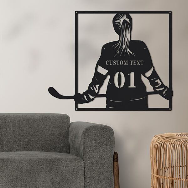1pc Personalized Ice Hockey Player Metal Wall Art, Custom Name, Bohemian Style Hanging Decor, Versatile Statue Wall Ornament for Living Room, Office, Outdoor Porch - Farmhouse Kitchen Decoration, Art Deco, Wall Mount, Sports Theme, Original Artwork, Ideal for Christmas, Easter, Thanksgiving, Valentine'S Day, Graduation - Image 5