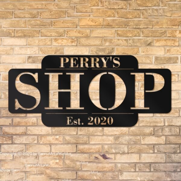 1pc Personalized Custom Metal Sign "Perry's Shop" - Durable Outdoor Decor, Black & White Address Plaque with Established Year, Wall Mount, No Electricity Needed, for Home or Business, Metal Outdoor Decor - Image 5