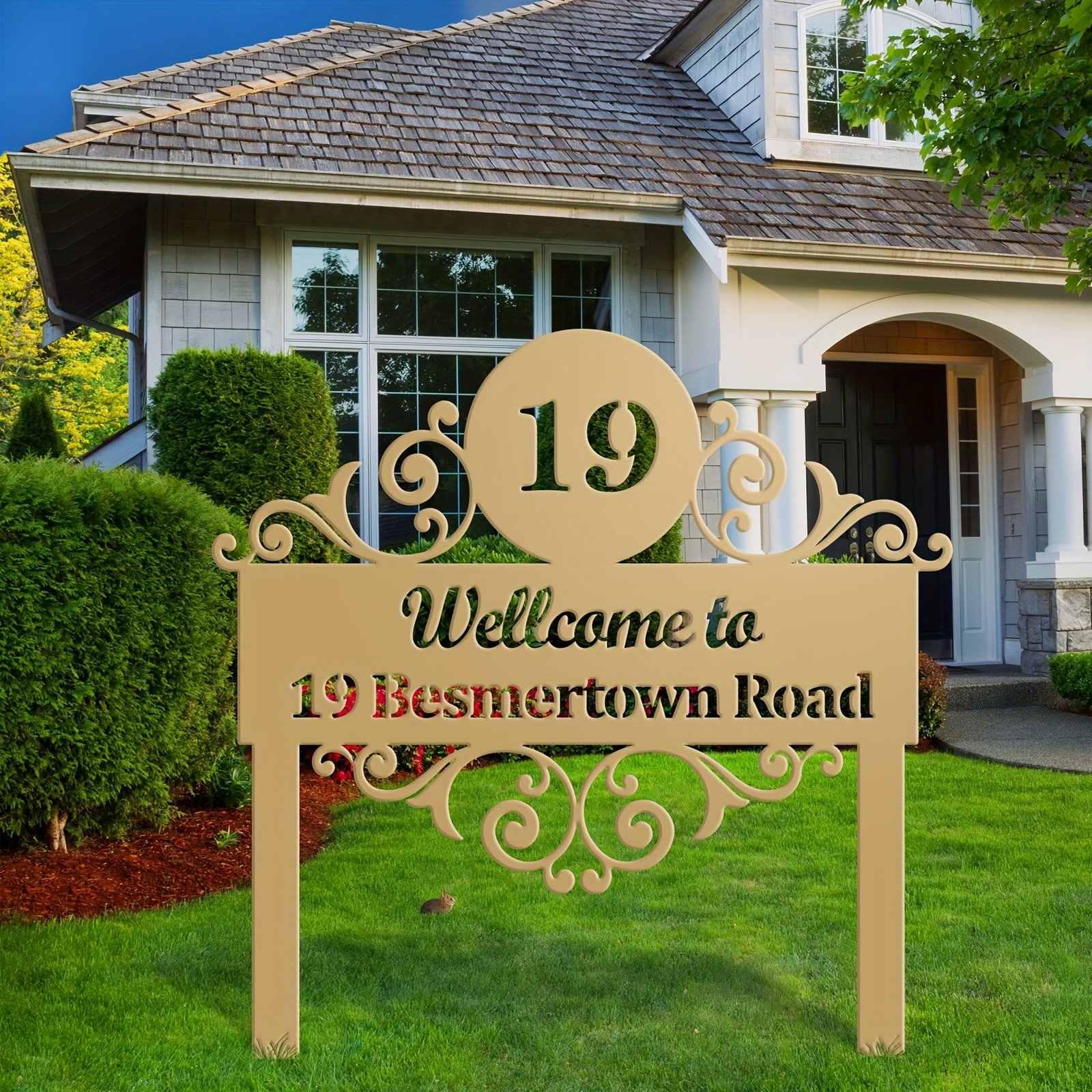 1pc Customizable Vintage Metal Garden Stake, Personalized Family Name Address Sign, Ideal for Front Yard, Lawn, Garden Entrance Decor, Housewarming Gift, Easter Outdoor Floor Mount, No Electricity or Battery Needed, Outdoor Address Sign | Vintage Garden Stake | No Electricity Needed, Outside Decorations for Yard