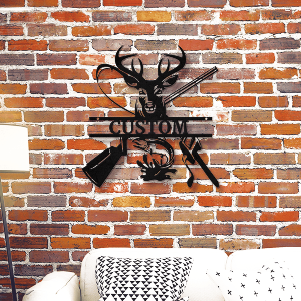Customizable Classic Iron Wall Art Sign, Vintage Deer & Fish Design, Durable Metal Hanging Decor, Easy Install, with Personalized Text for Cabin, Lodge, Home - Image 7