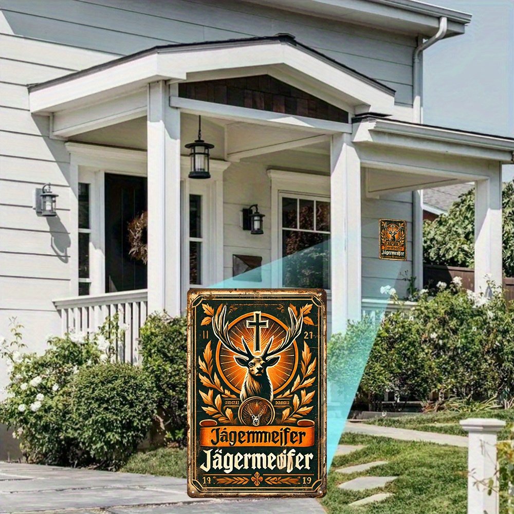 Room Decor 1pc Vintage Jagermesiter Deer Hunting Metal Sign, Iron Wall Art, Classic Bar & Home Decor, Humorous Garden Patio Tin Plate, Grill Station Decoration, Pool Party Gift, 8×12 Inch, Perfect for Room Decor