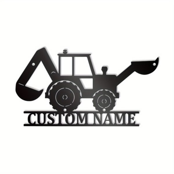 1pc Personalized Excavator Metal Wall Art with Custom Name - Iron Construction Vehicle Decor for Kids Room, Boys Nursery, Home Decoration - Unique Digger Driver Sign - Image 3