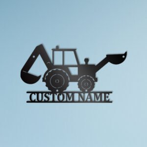 1pc Personalized Excavator Metal Wall Art with Custom Name - Iron Construction Vehicle Decor for Kids Room, Boys Nursery, Home Decoration - Unique Digger Driver Sign