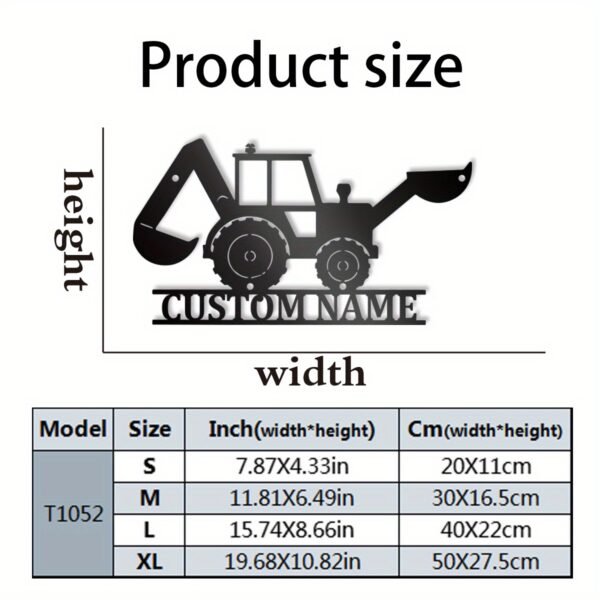 1pc Personalized Excavator Metal Wall Art with Custom Name - Iron Construction Vehicle Decor for Kids Room, Boys Nursery, Home Decoration - Unique Digger Driver Sign - Image 4