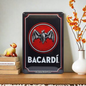 Vintage Bacardi Logo Metal Tin Sign - Retro Bar Decor, Classic Bat Design, Perfect Gift Idea, Wall-Mounted Iron Art