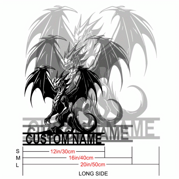 Personalized Dragon Metal Wall Art with Custom Name or Text, Art Deco Style Iron Wall Sculpture for Home and Outdoor Decor, Ideal for Porch and Patio, Unique Christmas Gift for Friends - 1pc - Image 4