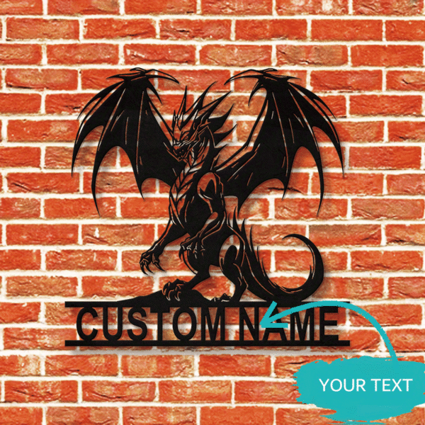 Personalized Dragon Metal Wall Art with Custom Name or Text, Art Deco Style Iron Wall Sculpture for Home and Outdoor Decor, Ideal for Porch and Patio, Unique Christmas Gift for Friends - 1pc - Image 7