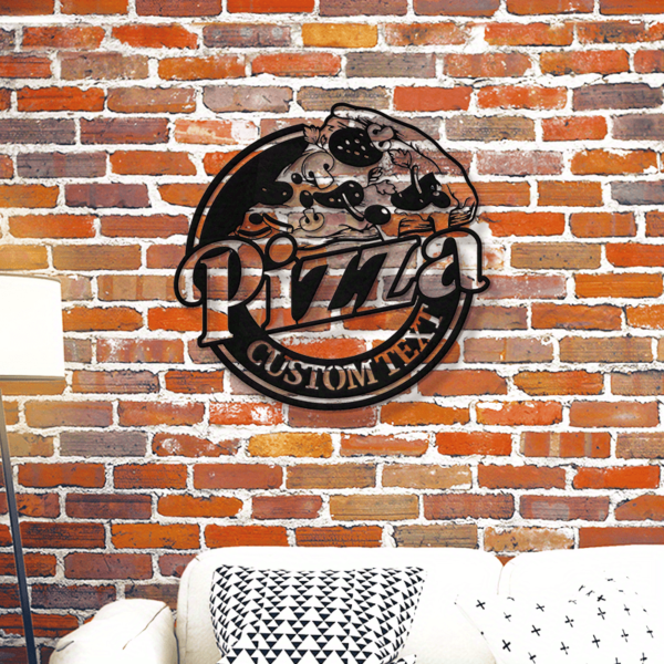 Customizable Pizza Metal Wall Art Sign - Personalized Italian Restaurant & Pizza Shop Decor, Black & White Pepperoni Design, Durable Metal Material for Indoor or Outdoor Use - Image 7