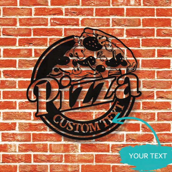 Customizable Pizza Metal Wall Art Sign - Personalized Italian Restaurant & Pizza Shop Decor, Black & White Pepperoni Design, Durable Metal Material for Indoor or Outdoor Use - Image 5