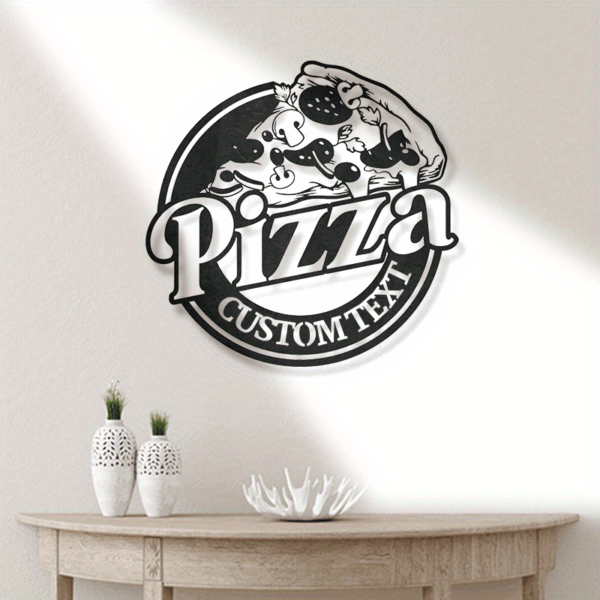 Customizable Pizza Metal Wall Art Sign - Personalized Italian Restaurant & Pizza Shop Decor, Black & White Pepperoni Design, Durable Metal Material for Indoor or Outdoor Use - Image 6