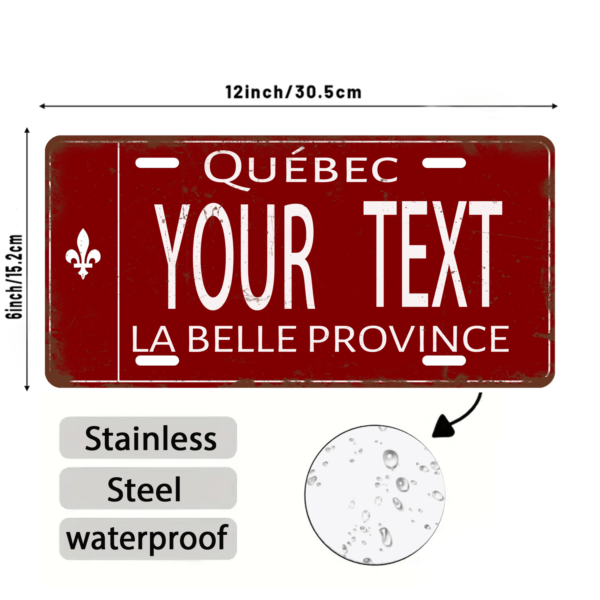 Customizable Stainless Steel Quebec License Plate - 6x12" Vintage Red Metal Sign for Home, Bar, Cafe & Garage Decor | Personalized Wall Art & Unique Gift Idea - Image 4