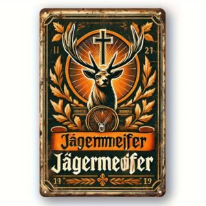 Room Decor 1pc Vintage Jagermesiter Deer Hunting Metal Sign, Iron Wall Art, Classic Bar & Home Decor, Humorous Garden Patio Tin Plate, Grill Station Decoration, Pool Party Gift, 8x12 Inch, Perfect for Room Decor