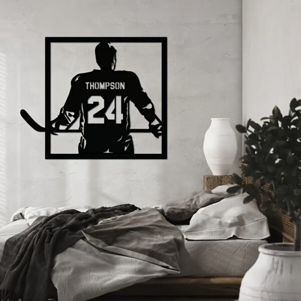 Room Decor Customizable Hockey Player Iron Wall Art, Personalized Jersey Number Metal Decor, Durable, with Ideal Gift for Hockey Fans - Image 4