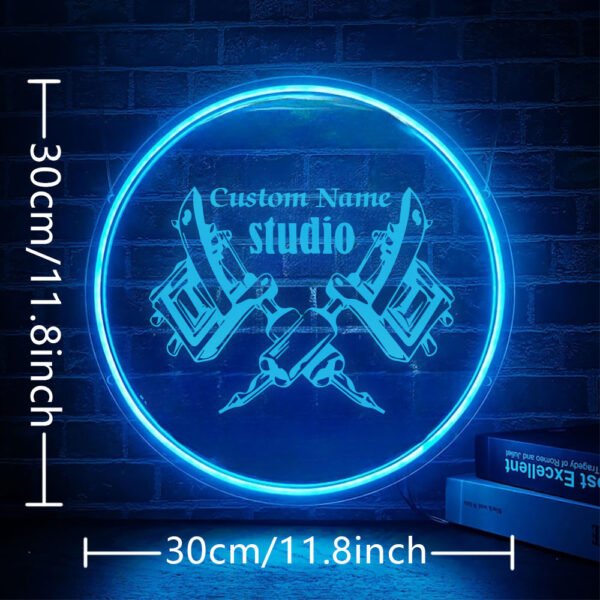 1pc Custom Name Neon Sign - Round Shape Tattoo Design, USB-Powered Acrylic Wall Decor for Business Stores, Parties, and Housewarming Gifts, Personalized Studio Name Display, Polished Finish, Easy Wall Mount, Neon Signs for Wall Decor - Image 4